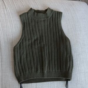 Ribbed Sleeveless Knit Sweater Vest